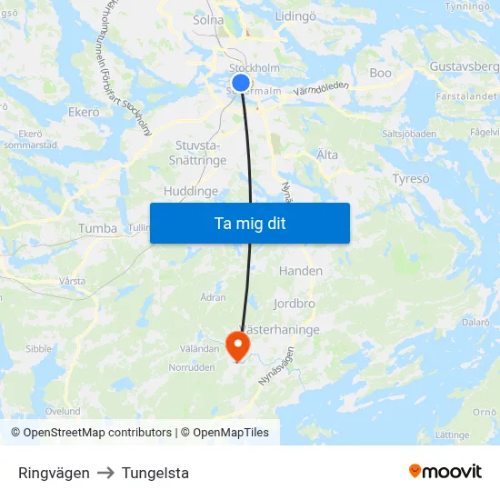 Ringvägen to Tungelsta map