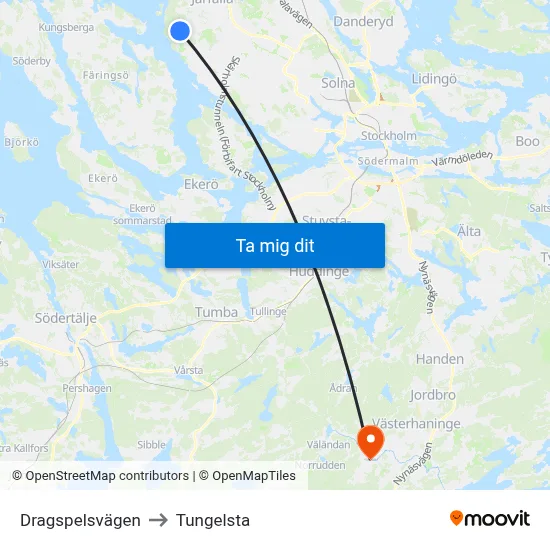 Dragspelsvägen to Tungelsta map