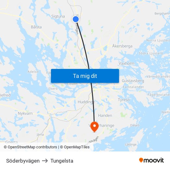 Söderbyvägen to Tungelsta map