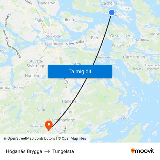 Höganäs Brygga to Tungelsta map