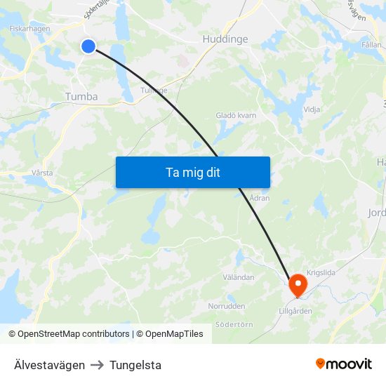 Älvestavägen to Tungelsta map