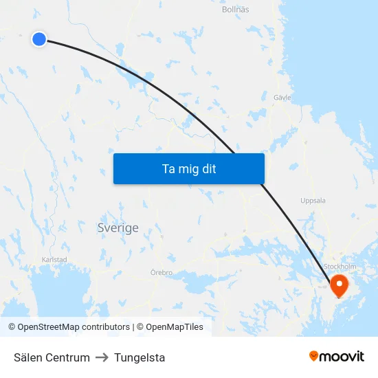 Sälen Centrum to Tungelsta map