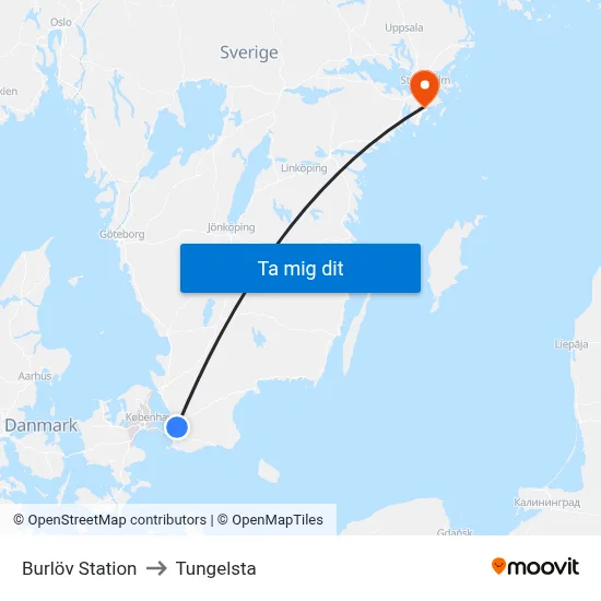 Burlöv Station to Tungelsta map