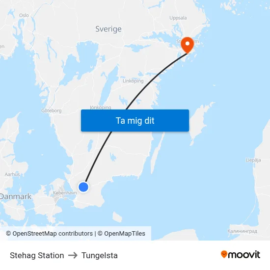 Stehag Station to Tungelsta map
