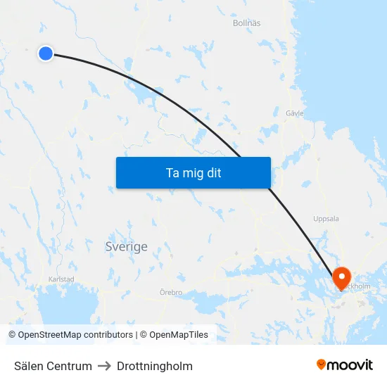 Sälen Centrum to Drottningholm map