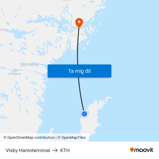 Visby Hamnterminal to KTH map