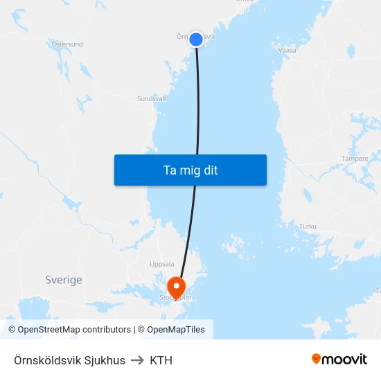 Örnsköldsvik Sjukhus to KTH map