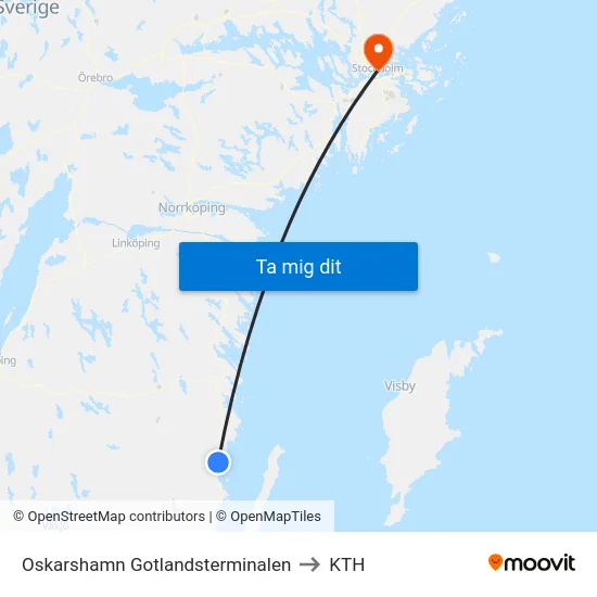 Oskarshamn Gotlandsterminalen to KTH map