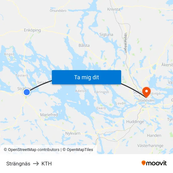 Strängnäs to KTH map