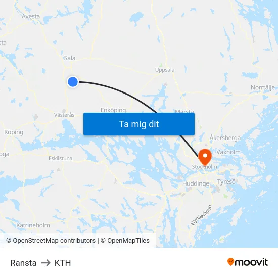 Ransta to KTH map
