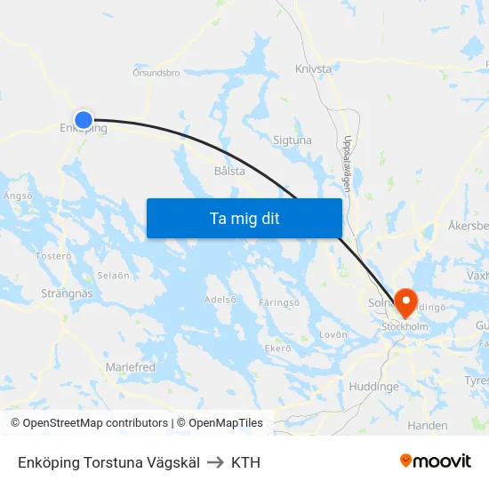Enköping Torstuna Vägskäl to KTH map