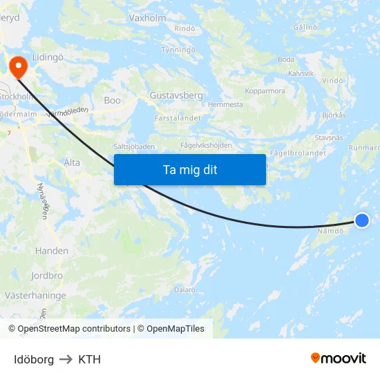 Idöborg to KTH map