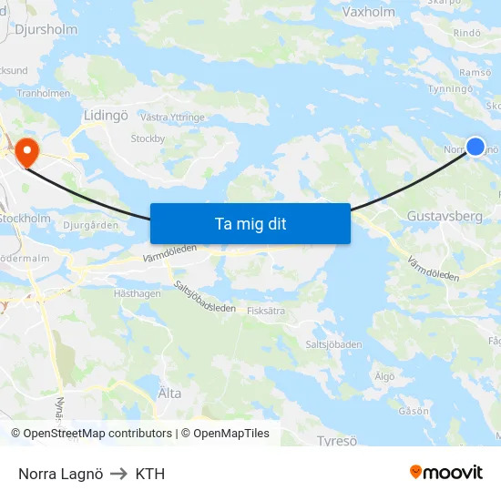 Norra Lagnö to KTH map