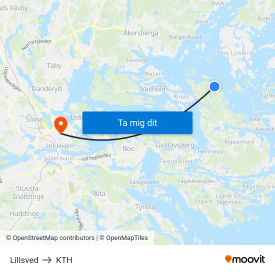 Lillsved to KTH map