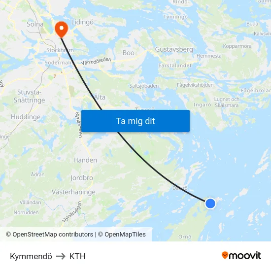 Kymmendö to KTH map