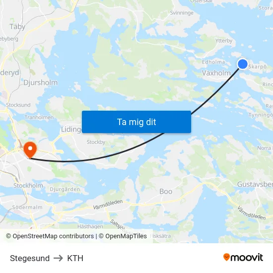 Stegesund to KTH map