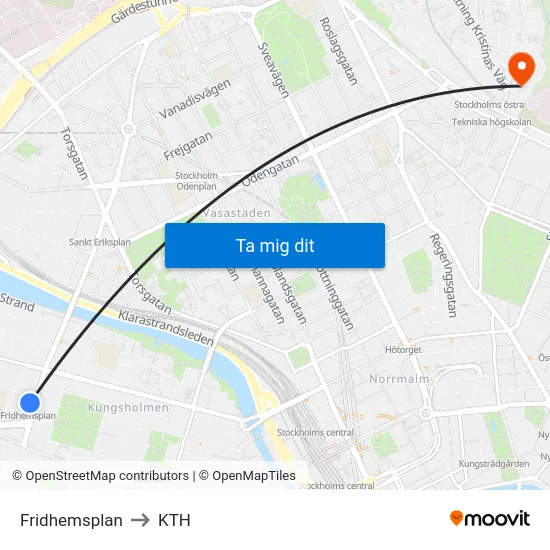 Fridhemsplan to KTH map