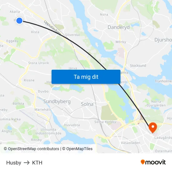 Husby to KTH map
