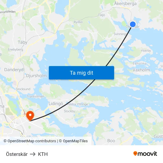 Österskär to KTH map