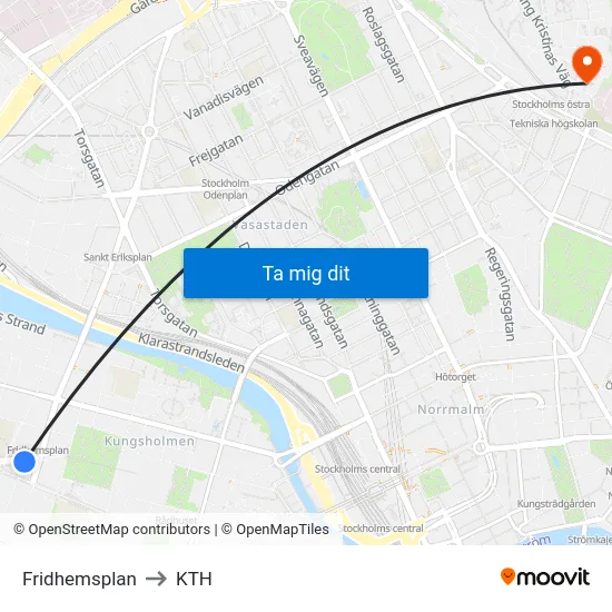 Fridhemsplan to KTH map