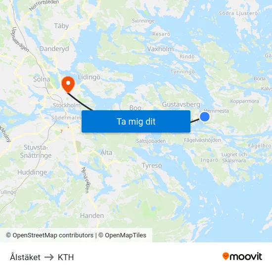 Ålstäket to KTH map