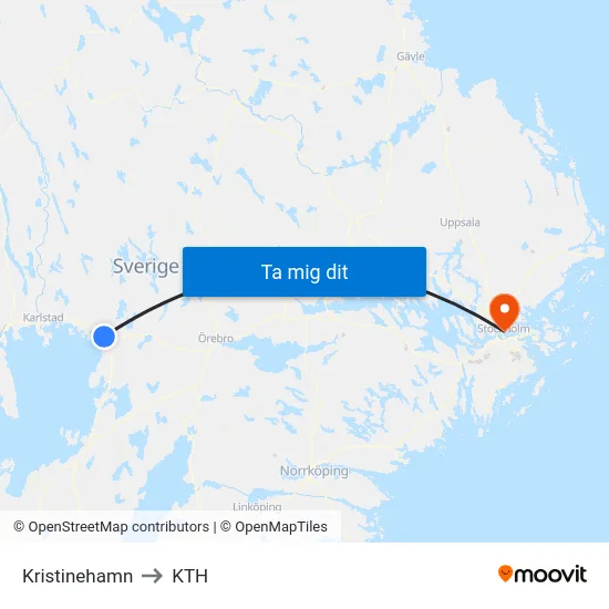 Kristinehamn to KTH map