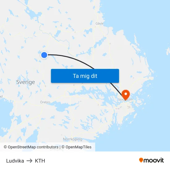 Ludvika to KTH map