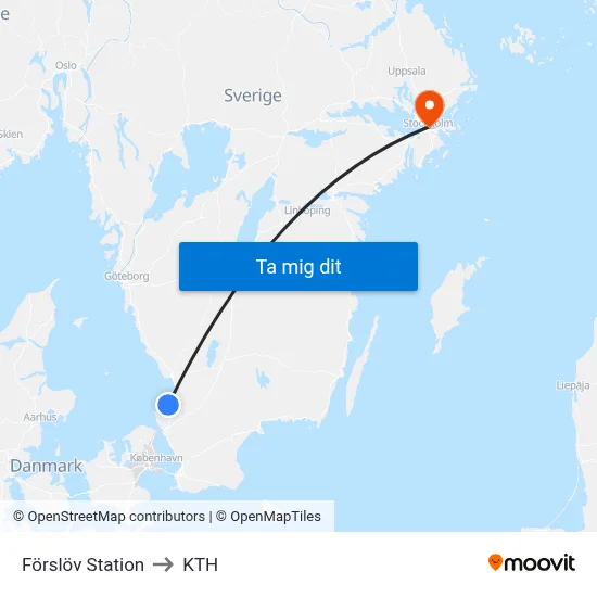 Förslöv Station to KTH map