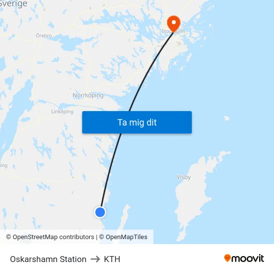 Oskarshamn Station to KTH map