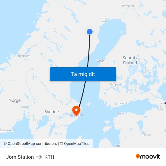 Jörn Station to KTH map