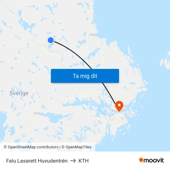 Falu Lasarett Huvudentrén to KTH map