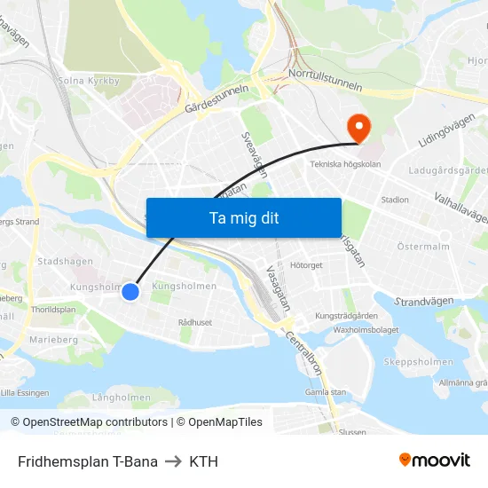 Fridhemsplan T-Bana to KTH map