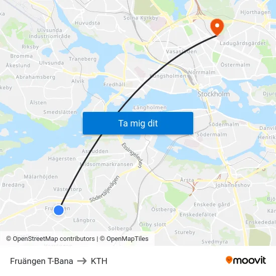 Fruängen T-Bana to KTH map