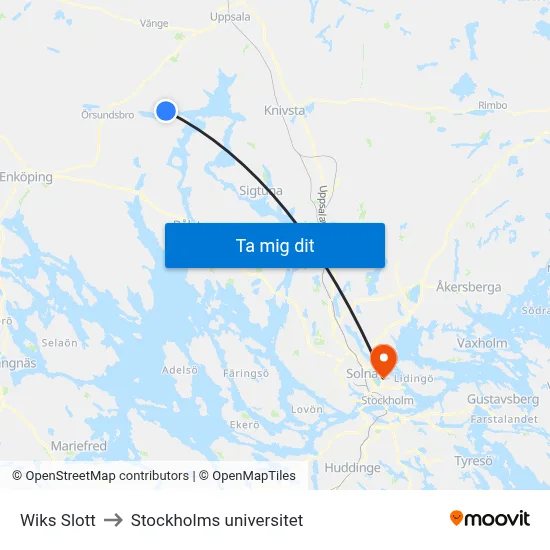 Wiks Slott to Stockholms universitet map