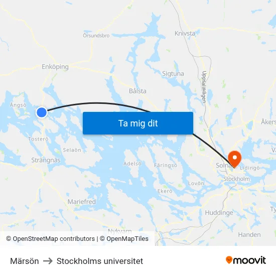 Märsön to Stockholms universitet map