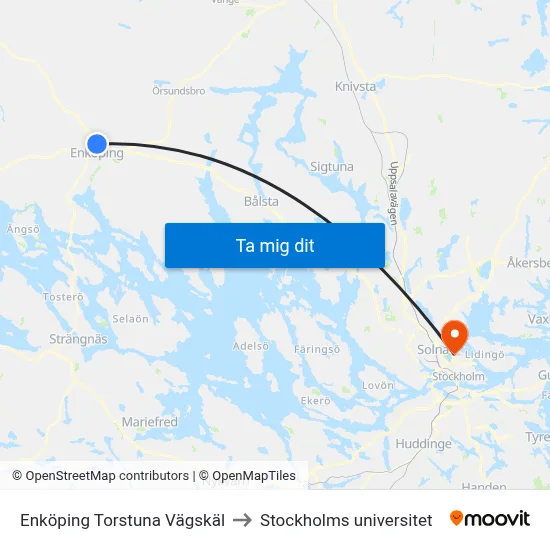Enköping Torstuna Vägskäl to Stockholms universitet map