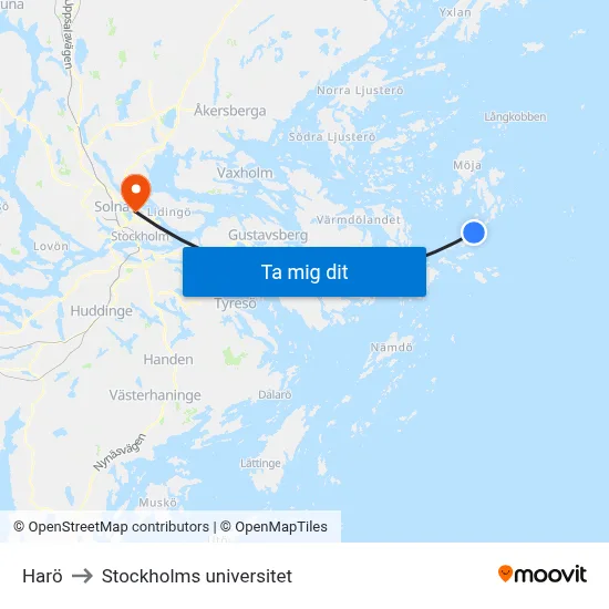 Harö to Stockholms universitet map