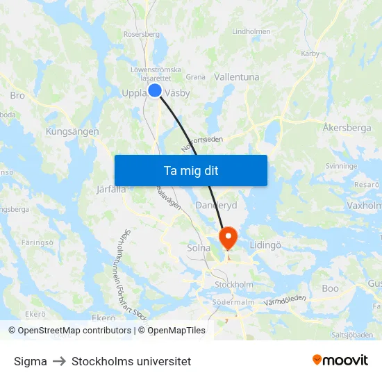 Sigma to Stockholms universitet map