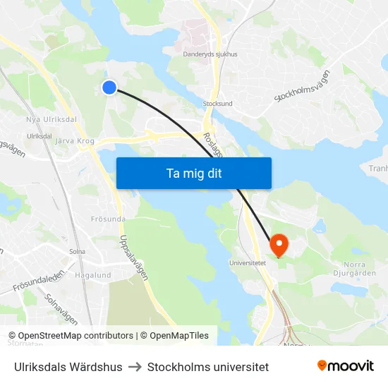 Ulriksdals Wärdshus to Stockholms universitet map