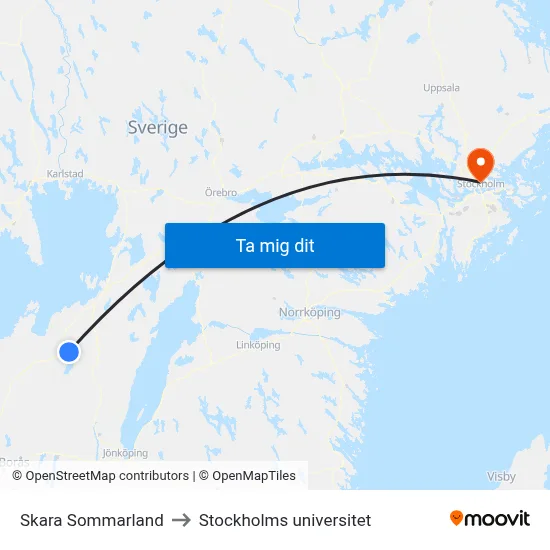 Skara Sommarland to Stockholms universitet map