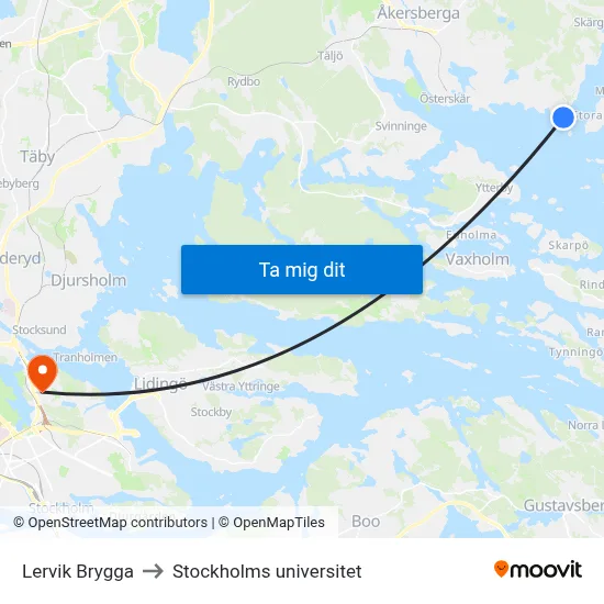 Lervik Brygga to Stockholms universitet map