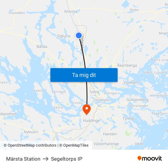 Märsta Station to Segeltorps IP map