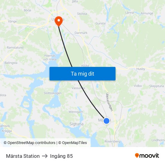 Märsta Station to Ingång 85 map