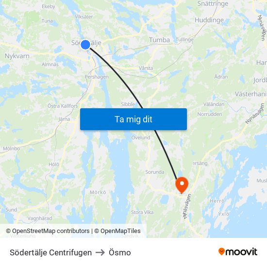 Södertälje Centrifugen to Ösmo map