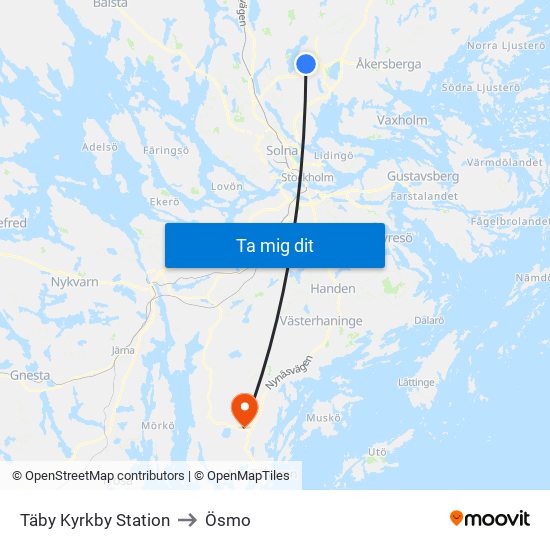 Täby Kyrkby Station to Ösmo map