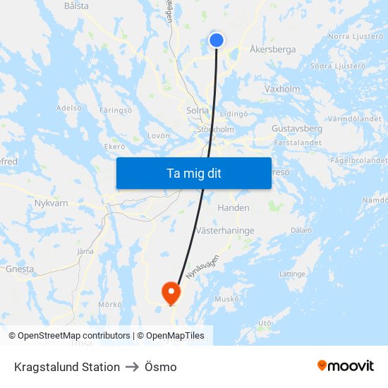 Kragstalund Station to Ösmo map