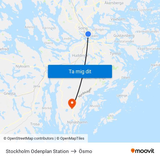 Stockholm Odenplan Station to Ösmo map