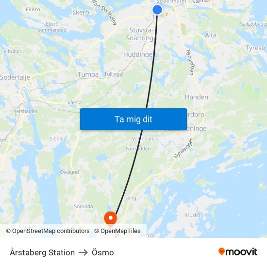 Årstaberg Station to Ösmo map