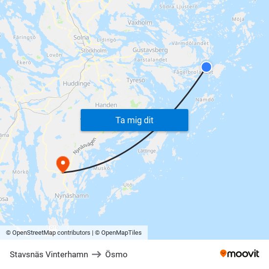 Stavsnäs Vinterhamn to Ösmo map