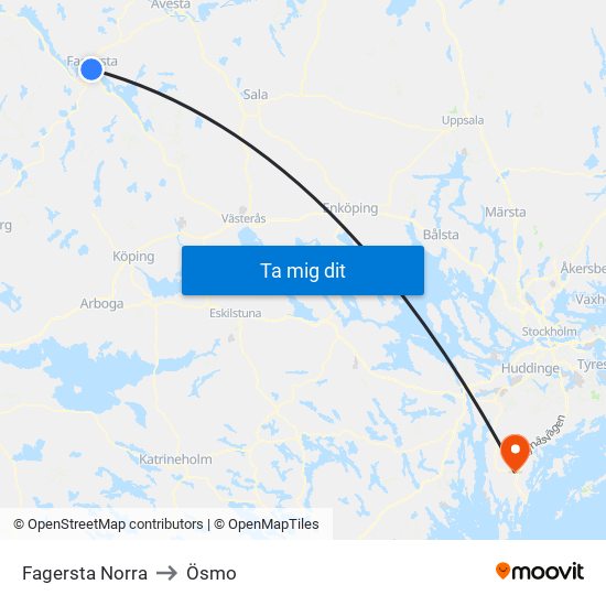 Fagersta Norra to Ösmo map